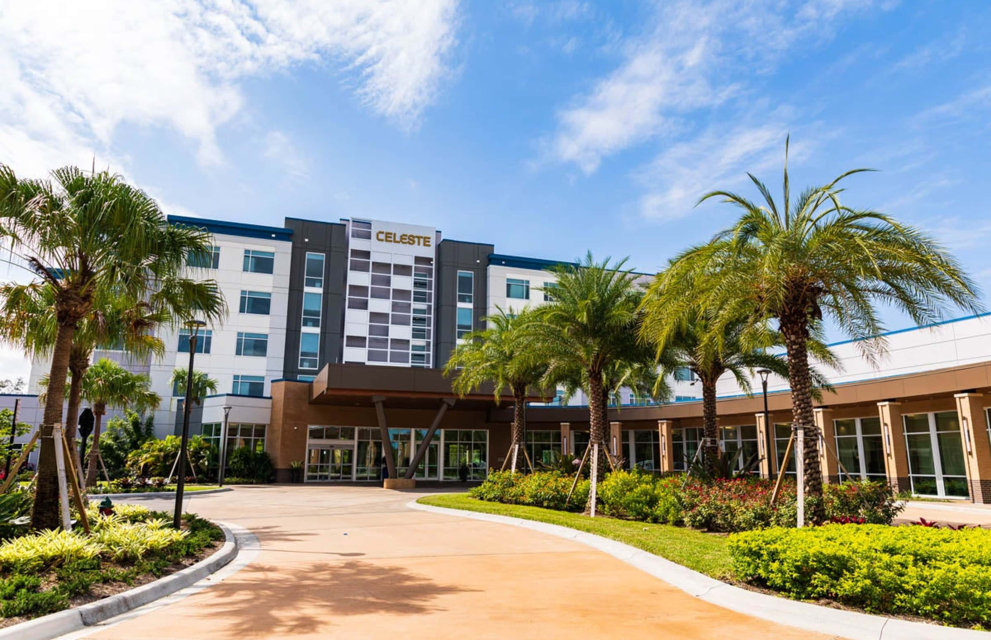 photo of the front exterior of the ucf celeste hotel